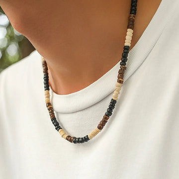 AIDASE  -  Bohemian Style Men's Wooden Bead Necklace Men's Trendy High-end Niche Beaded Coconut Shell Clavicle Chain aidase-shop